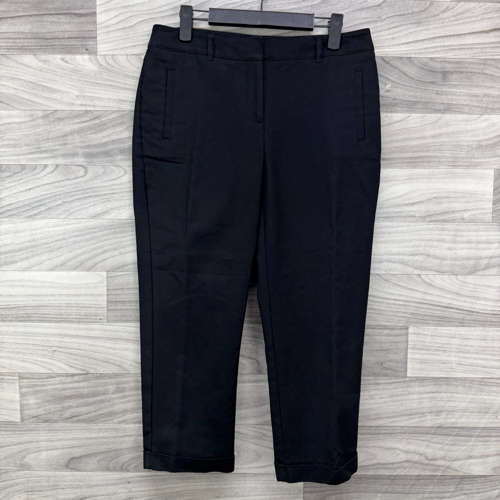 Chico's Cropped Pants Women's‎ 4/ 0 Black So Slimming Straight Relaxed Preppy